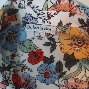 Ophelia Roe Womens L Button Up Top Boho Floral Whimsical